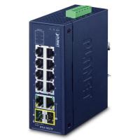 IFGS-1022TF Промышленный 8-портовый 10/100TX + 2-портовый Gigabit TP/SFP комбинированный Ethernet-коммутатор IP30 (от -40 до 75 C, двойной резервный вход питания на клеммной колодке 9–48 В постоянного тока/24 В переменного тока)