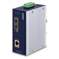 IGUP-1205AT Промышленный 2-портовый 100/1000X SFP в 1-портовый 10/100/1000T802.3 бит PoE++Медиаконвертер (802.3bt Type-4, PoH, поддержка режима Legacy, от -40 до 75 C, двойное повышение мощности 12–56 В постоянного тока, индикатор использования PoE)