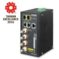 LRP-422CST IP30, промышленный IPv4/IPv6, 4-портовый коаксиальный + 2-портовый 10/100/1000T + 2-портовый 100/1000X SFP Long Reach POE через коаксиальный управляемый коммутатор (от -40 до 75°C)