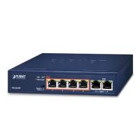 FSD-604HP 4-портовый коммутатор 10/100TX 802.3at POE + 2-портовый настольный коммутатор 10/100TX (бюджет 60 Вт POE, режим расширения 250 м, безвентиляторный, внутренний блок питания)