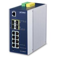 IGS-12040MT IP30 Industrial 8* 10/100/1000TP + 2* 100/1G SFP + 2*100/1G/2,5G SFP полностью управляемый Ethernet-коммутатор (от -40 до 75 C, двойной резервный вход питания на клеммной колодке 12~72 В пост. тока, 2* DI, 2*DO, кольцо ERPS, 1588 PTP TC