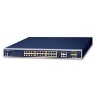 GS-4210-24PL4C IPv6/IPv4, 24-портовый управляемый коммутатор 802.3at PoE+ Gigabit Ethernet + 4-портовый комбинированный гигабитный коммутатор TP/SFP (бюджет PoE 440 Вт, режим расширения 250 м, поддержка кольца ERPS, приложения CloudViewer, MQTT
