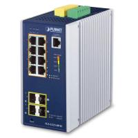 IGS-5225-8P4S IP30 Industrial L2+/L4 8 портов 1000T 802.3at PoE + 2 порта 100/1G SFP +2 порта 1G/2,5G SFPПолностью управляемый коммутатор (от -40 до 75 °C, двойной резервный вход питания на клеммной колодке 48–56 В постоянного тока, DIDO, кольцо ERPS, 158