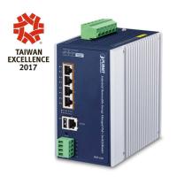 BSP-360 IP30Промышленный возобновляемый источник энергии 4-портовый 10/100/1000T 802.3at PoE+ управляемый коммутатор Ethernetгл. (от -10 до 60 градусов C, 4-портовый инжектор Gigabit 802.3at PoE+ + 1 порт Gigabit Ethernet; выход постоянного тока 24 В/1 А