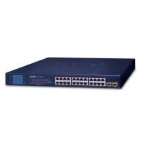 GSW-2620VHP 24-портовый 10/100/1000T 802.3at PoE + 2-портовый гигабитный коммутатор 1000SX SFP с интеллектуальным цветным ЖК-дисплеем (бюджет PoE 300 Вт, режим Standard/VLAN/Extend, бюджет PoE, управление полосой пропускания, проверка работоспособности PD