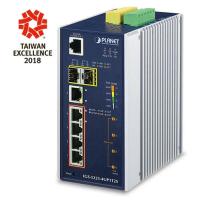 IGS-5225-4UP1T2S IP30 Industrial L2+/L4 4-портовый 10/100/1000T 802.3bt PoE + 1-портовый 1000T + 2-портовый 100/1000X SFP полностью управляемый коммутатор (от -40 до 75 C, двойной резервный вход питания на клеммной колодке 48~56 В постоянного тока, DIDO