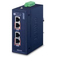 IPOE-270-12V Промышленный 2-портовый мультигигабитный инжектор IP30 802.3bt PoE++ (бюджет 180 Вт, индикатор использования PoE, скорость 10M/100M/1G/2,5G/5G, от -40 до 75 C, двойное повышение мощности 12–56 В постоянного тока)