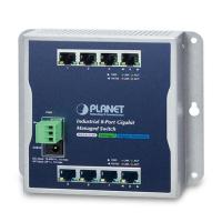WGS-4215-8T IP30, IPv6/IPv4, 8-портовый 1000TP настенный управляемый Ethernet-коммутатор (от -40 до 75 °C), двойной резервный вход питания на клеммной колодке 12–48 В постоянного тока / 24 В переменного тока и разъем питания, SNMPv3, 802.1Q VLAN, IGMP Sno
