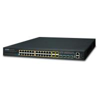 SGS-6341-24P4X 3 уровень стекируемый 24 порта 10/100/1000T 802.3af/802.3at PoE+ 370Вт PSE с 4-мя совмещенными 100/1000X SFP+, 4 порта 10GBASE-SR/LR SFP+ Поддержка RIP, OSPF, BGP и PBR, ITU-G G.8032 ERPS