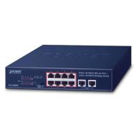 FSD-1008HP 8-портовый коммутатор 10/100TX 802.3at PoE + 2-портовый настольный коммутатор 10/100TX (бюджет PoE 120 Вт, режим Standard/VLAN/Extend, безвентиляторный, 10-дюймовый, для монтажа в стойку)