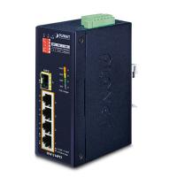 ISW-514PTF IP40 4-портовый 10/100TX 802.3at PoE + 1-портовый 100FX SFP промышленный коммутатор Fast Ethernet (от -40 до 75 C, повышение мощности 12–48 В пост. тока, бюджет PoE 120 Вт, режим Standard/VLAN/250 м Extend)