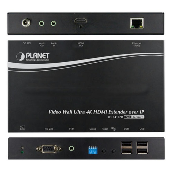 IHD-410PR Видеостена Ultra 4K HDMI/USB Extender приемник по IP с PoE