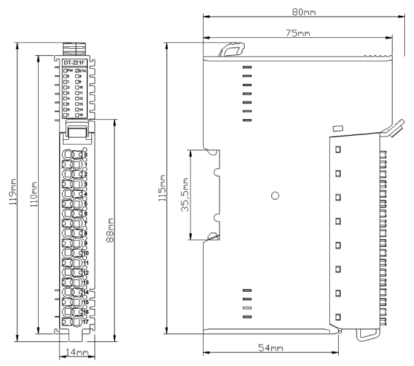 DT-221F Модуль дискретного вывода 16DO 24В 0.5A Sink