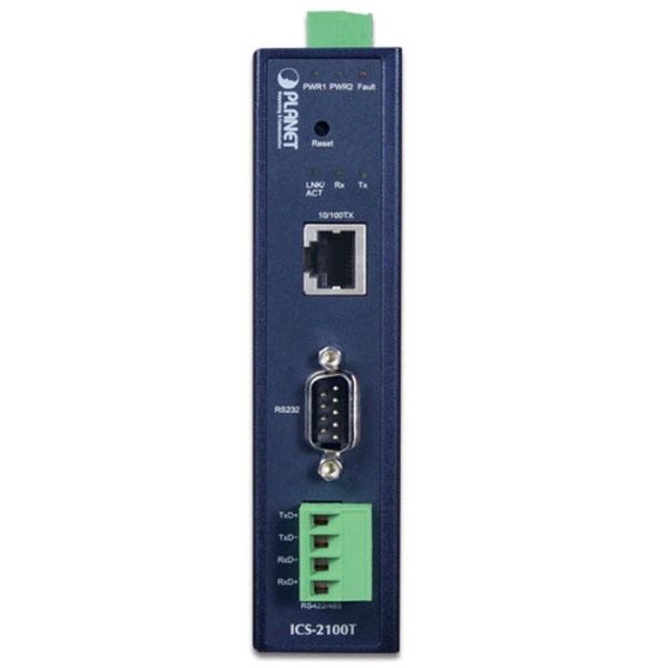 ICS-2100T Промышленный сервер последовательного интерфейса 1xRS232/RS422/RS485, 10/100BASE-TX, TCP Server/Client / UDP Client / VCOM / RFC 2217 / Telnet Server / Remote Pair / Modbus, SNMP, IP30 -40..+75C