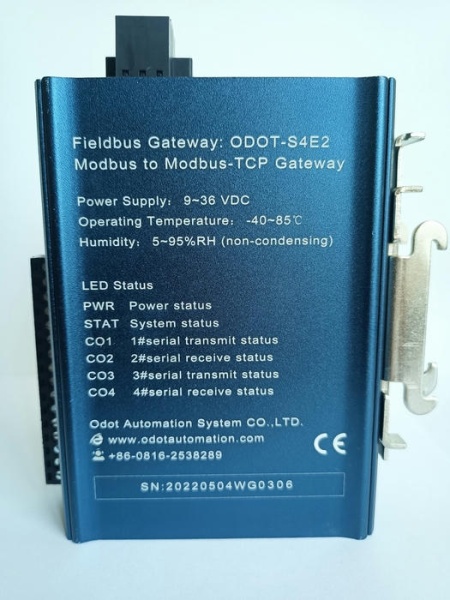 ODOT-S4E2 Промышленный шлюз 4 порта RS485 устройств Modbus RTU в сеть Ethernet 2 порта Modbus TCP