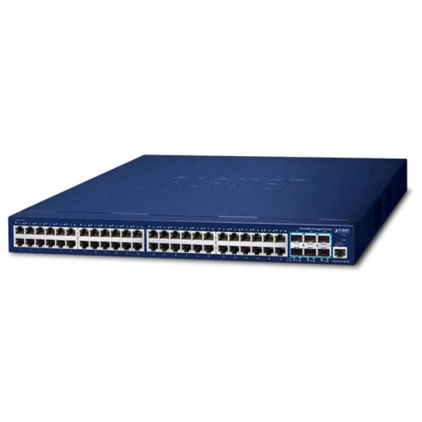 SGS-6310-48T6X Стекируемый управляемый коммутатор уровня 3, 48 портов 10/100/1000T + 6 портов 10G SFP+ (аппаратное стекирование до 8 устройств, аппаратная маршрутизация IPv4/IPv6 уровня 3 и VRRP, поддержка кольца ERPS)