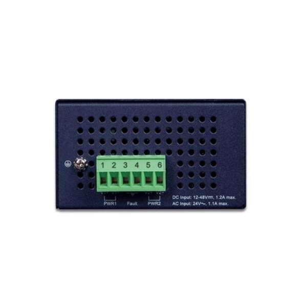 IGS-1020TF Промышленный неуправляемый коммутатор Ethernet 8 портов 10/100/1000T, 2 порта 100/1000X для SFP, неблокируемая производительность 20Гбит/с, пропускная способность 14.88М/с пакетов 64 байт, МАС таблица до 4K, питание 12..48В DC или 24В AC